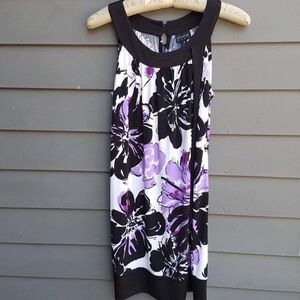 Enfocus Floral Purple/Black/White Dress - Stretchy  Size 8